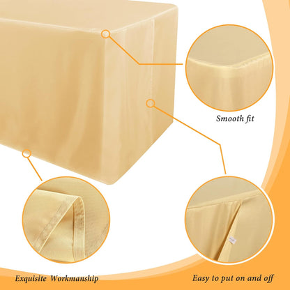 2 Pack Table Clothes for 6 Foot Rectangle Tables - Water Resistant Washable Fabric Polyester Rectangle Table Cover for Outdoor/Indoor Usese, 72L X 30W X 30H Inches, Champagn