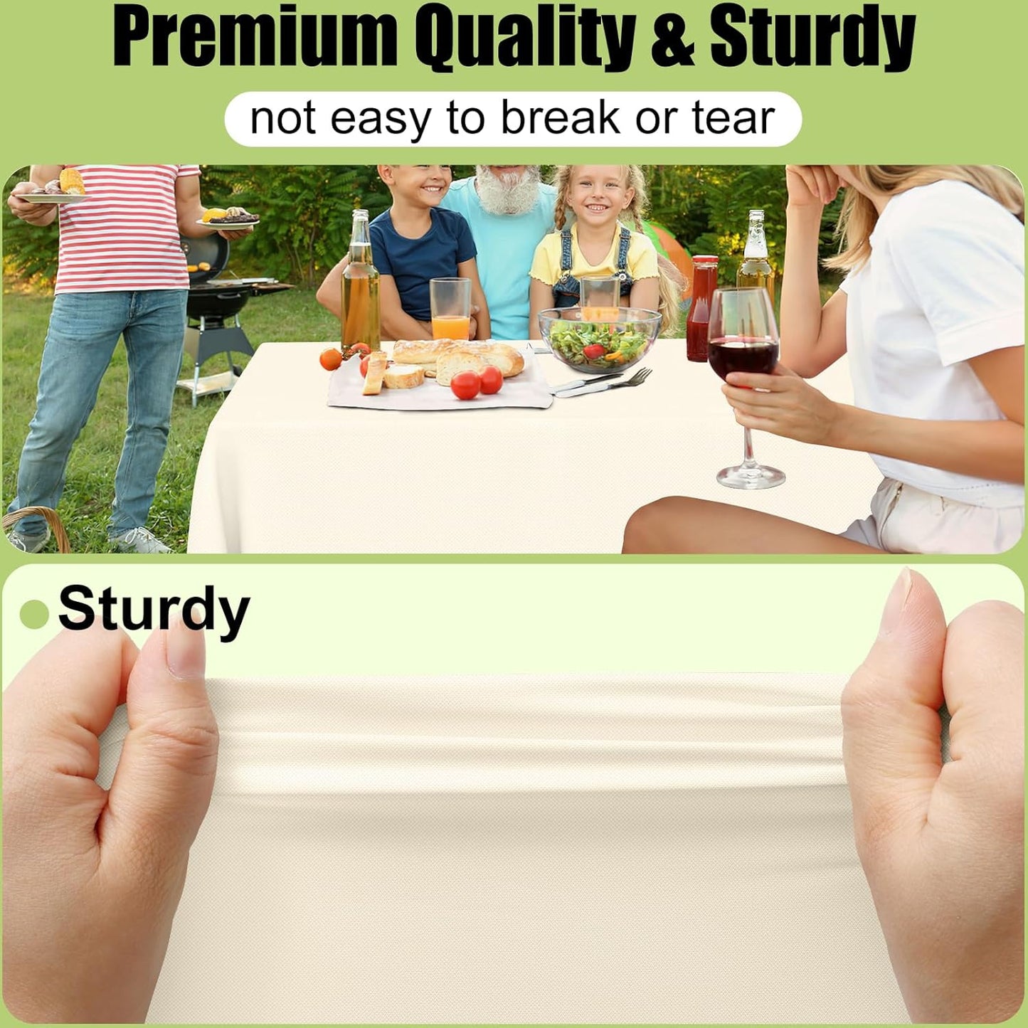 Beige Waterproof Disposable Tablecloths - 6 Pack, 54 x 108 Inch Rectangular Covers for Events, Durable and Leakproof Plastic Table Covers