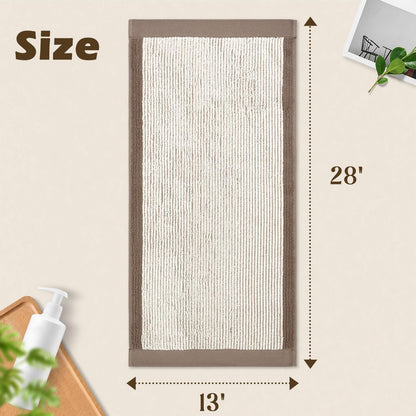 Hand Towels for Bathroom Set of 4, Jacquard Weaved Cotton Face Towels, 28 X 13.7 Inches (Light-Brown)