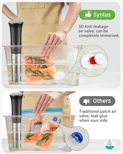 [2025 Upgraded]  Vacuum Sealer Bags for Food, 10 Pcs Medium Size 10" X 13.8" Food Storage Bags for Sous Vide Cooking Microwave Heating, Air Valve Zipper Bags & Zip Clips