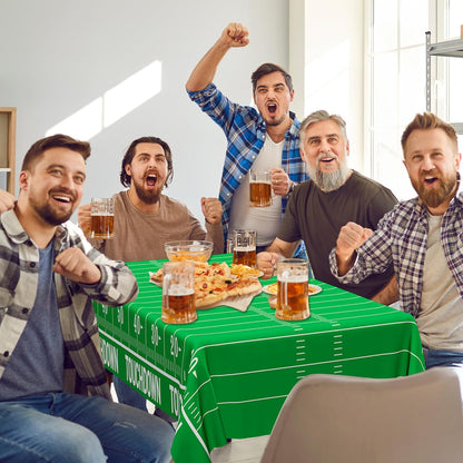 Football Party Supplies, Disposable Football Tablecloth, 4 PCS Table Cloth with 2 Styles, Touchdown Theme Tablecloths, Plastic Table Runner for Game Day Party Decorations