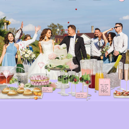 6 Pack Light Purple Rectangular Plastic Tablecloths, Pastel Purple Disposable Table Covers 54" X 108" for Birthday, BBQ, Bridal Shower, Engagement Wedding, Picnic Parties and 8 Ft Table Use