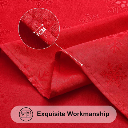 Rectangle Christmas Tablecloth 60X84 Inch, Waterproof Damask Table Cloth, Snowflake Patterns Fabric Table Covers for Christmas Dinner, and New Year Celebration, Red