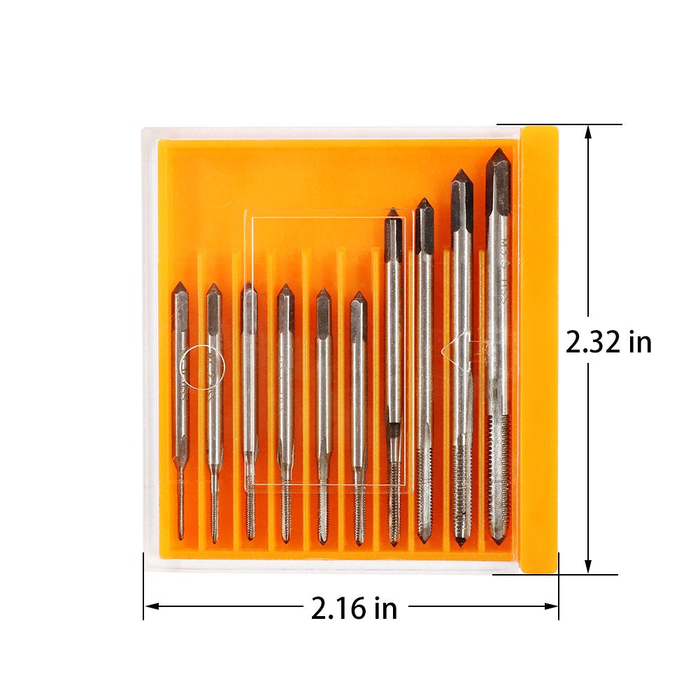 Micro Taps for Clocks and Watches Tapping, Mini NC High Speed Steel Metric Straight Flute Coarse Thread Design, 10 Pcs(M1 M1.2 M1.4 M1.6 M1.7 M1.8 M2 M2.5 M3 M3.5)