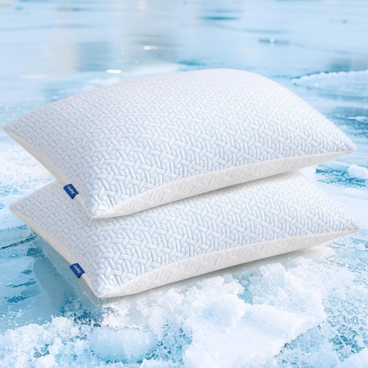 ® Queen Size Pillows Set of 2, Shredded Memory Foam Pillows, Cooling Queen Pillow 2 Pack, Adjustable Firm Bed Pillow for Sleeping, Side, Back and Stomach Sleepers