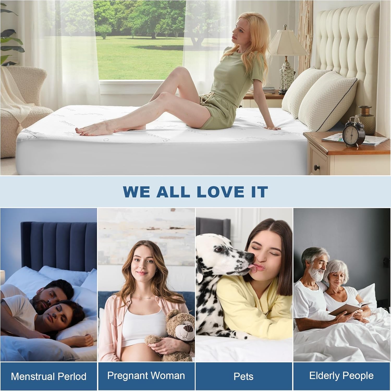 Waterproof Twin Size Mattress Protector, Mattress Pad Fitted 6"-15" Deep Pocket, 3D Air Fabric Bed Mattress Cover Noiseless Machine Washable
