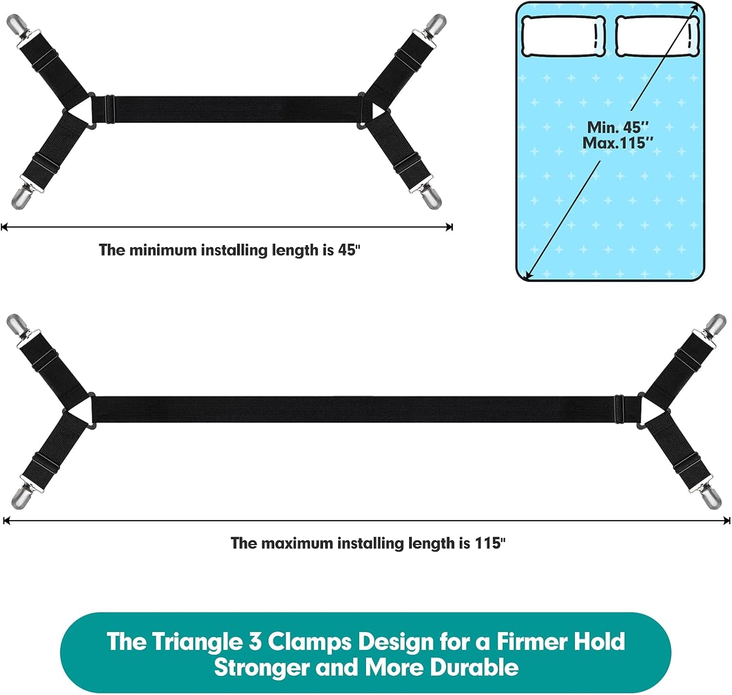 Sheet Keeper Straps Bed Sheet Holder for Corners Bedsheet Stays Suspender Clips Fitted Sheet Holder Garters Fasteners Mattress Clamps