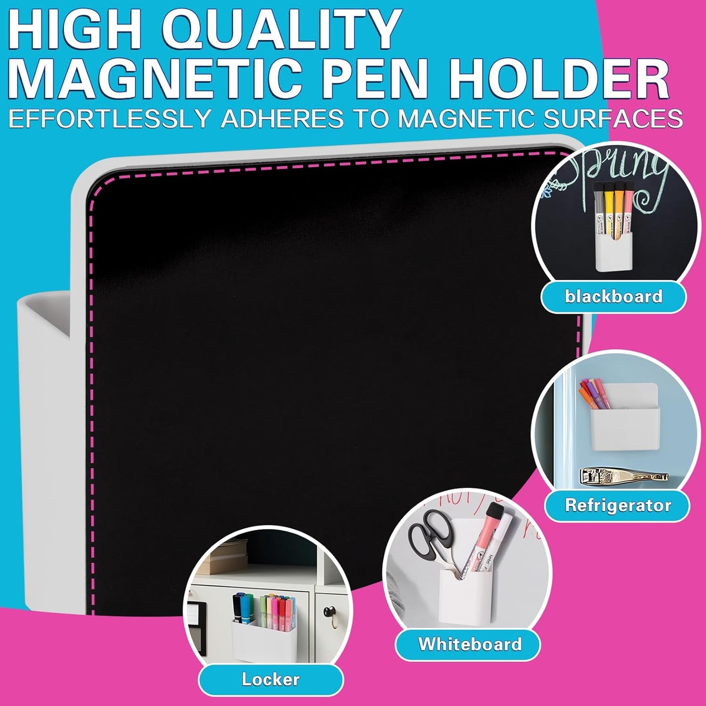 4 Pack Magnetic Pen Holder, Magnetic Marker Holder for Whiteboard, Magnetic Dry Erase Marker Holder, Magnetic Pen Holder for Refrigerator, Magnetic Pencil Holder, Magnet Locker Organizer