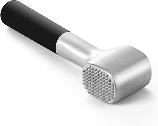Meat Tenderizer Hammer with Comfortable-Grip Rubber Handle, Dual-Side Meat Mallet for Kitchen, Heavy Duty Meat Pounder Hammer for Tenderizing Steak, Beef and Fish - Black