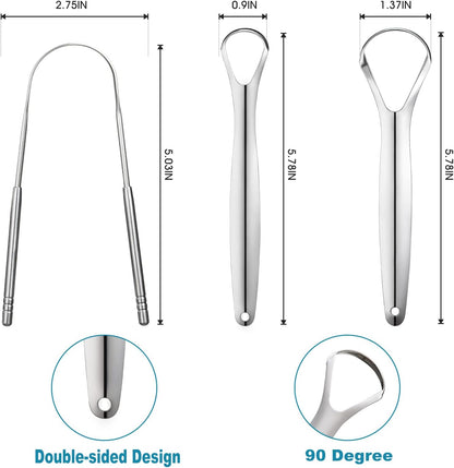 3 PCS Metal Tongue Scraper, Tongue Scrapers for Adults, Stainless Steel Tounge Scrappers, Tounge Scraper, Portable Tongue Scrappers
