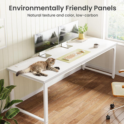 63 x 24 Inch Heavy-Duty Office Desk with Power Outlets & USB-C, Enhanced Desktop Thickness, Sturdy Metal Frame, Ideal for Home Office and Gaming