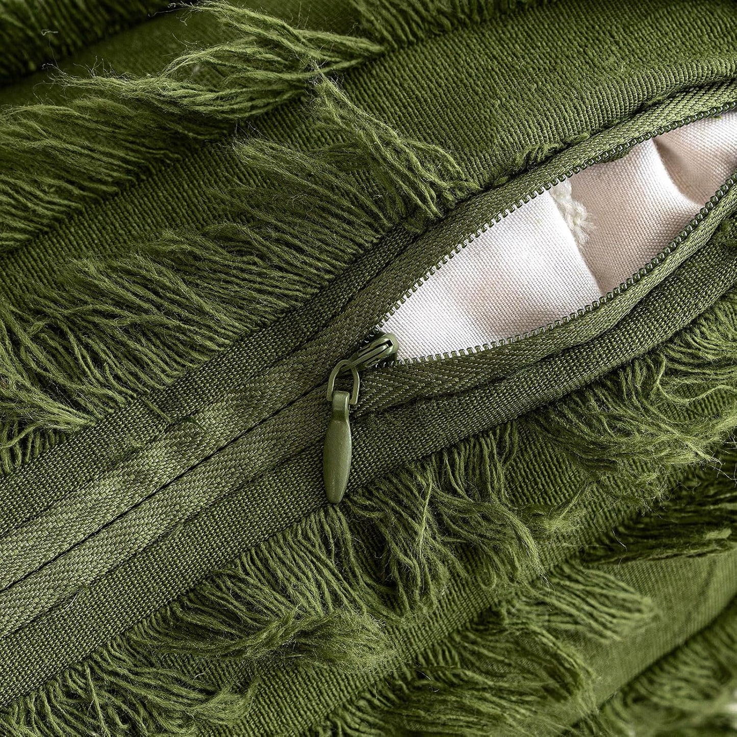 Pack of 2 Decorative Boho Throw Pillow Covers 20X20 Inch Sage Green Pillowcases Linen Striped Jacquard Pattern Pillow Covers Modern Farmhouse Home Decor for Spring Sofa Living Room Couch