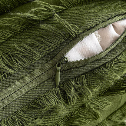 Pack of 2 Decorative Boho Throw Pillow Covers 20X20 Inch Sage Green Pillowcases Linen Striped Jacquard Pattern Pillow Covers Modern Farmhouse Home Decor for Spring Sofa Living Room Couch