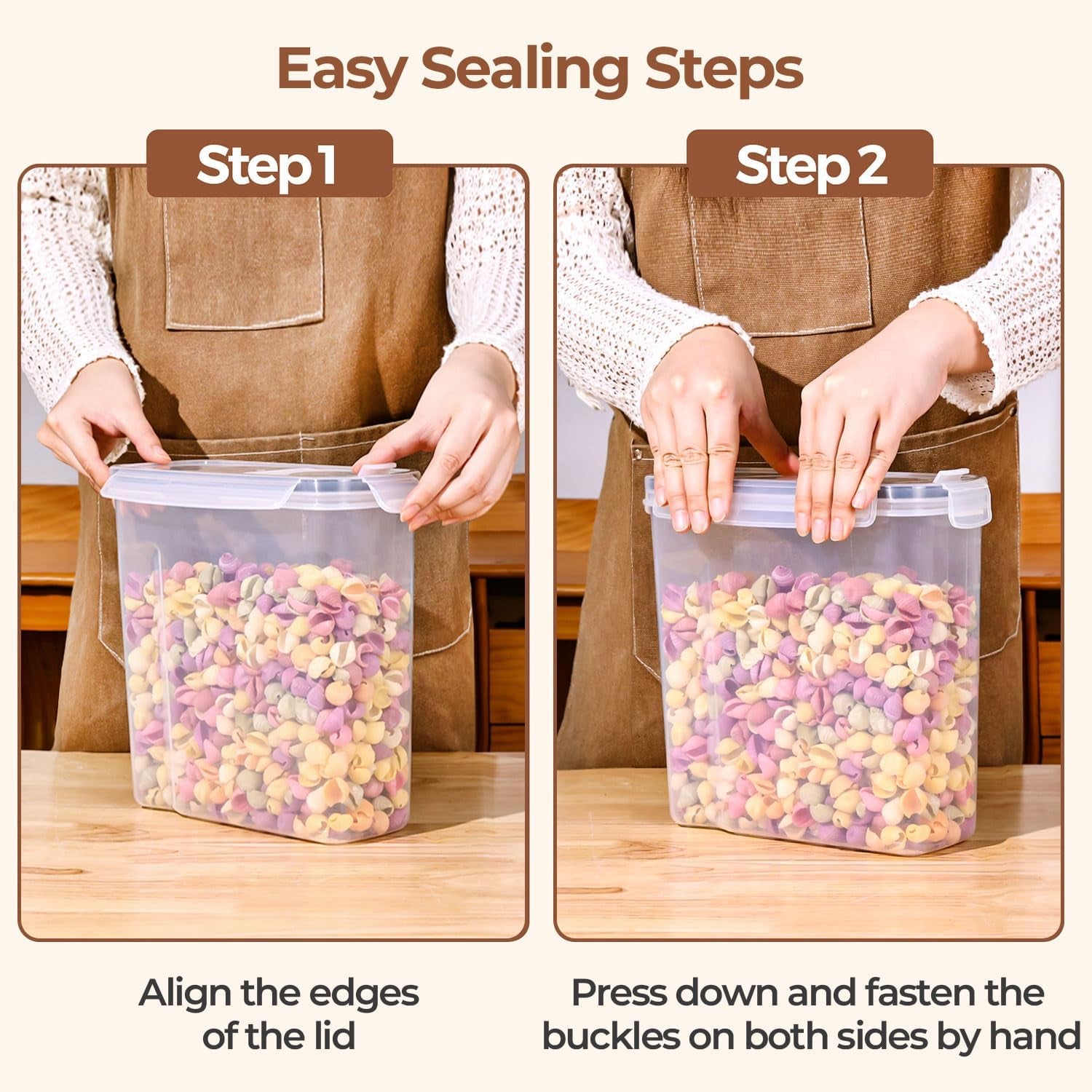 Cereal Containers Storage Set (6L / 4L), Airtight Food Storage Containers for Pet Food Nuts,Cereal Dispenser for Kitchen Pantry Organization