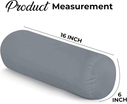 Bolster Pillows Insert (Pack of 2, Grey) - 6 X 16 Inches Bed and Couch Pillows - Indoor Decorative Pillows