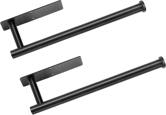 Under Cabinet Paper Towel Holder, Stainless Steel Adhesive or Drill Mount Paper Towel Holder, Wall Mount Paper Towel Holders for Kitchen or Bathroom Black（2 Pack）
