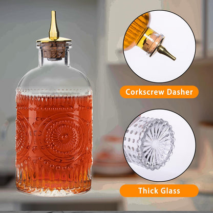 Bitters Bottle Set of 3,Glass Bottles with Dash Top Cocktail Accessories for Drinks,Glass Syrup Dispenser for Coffee Bar