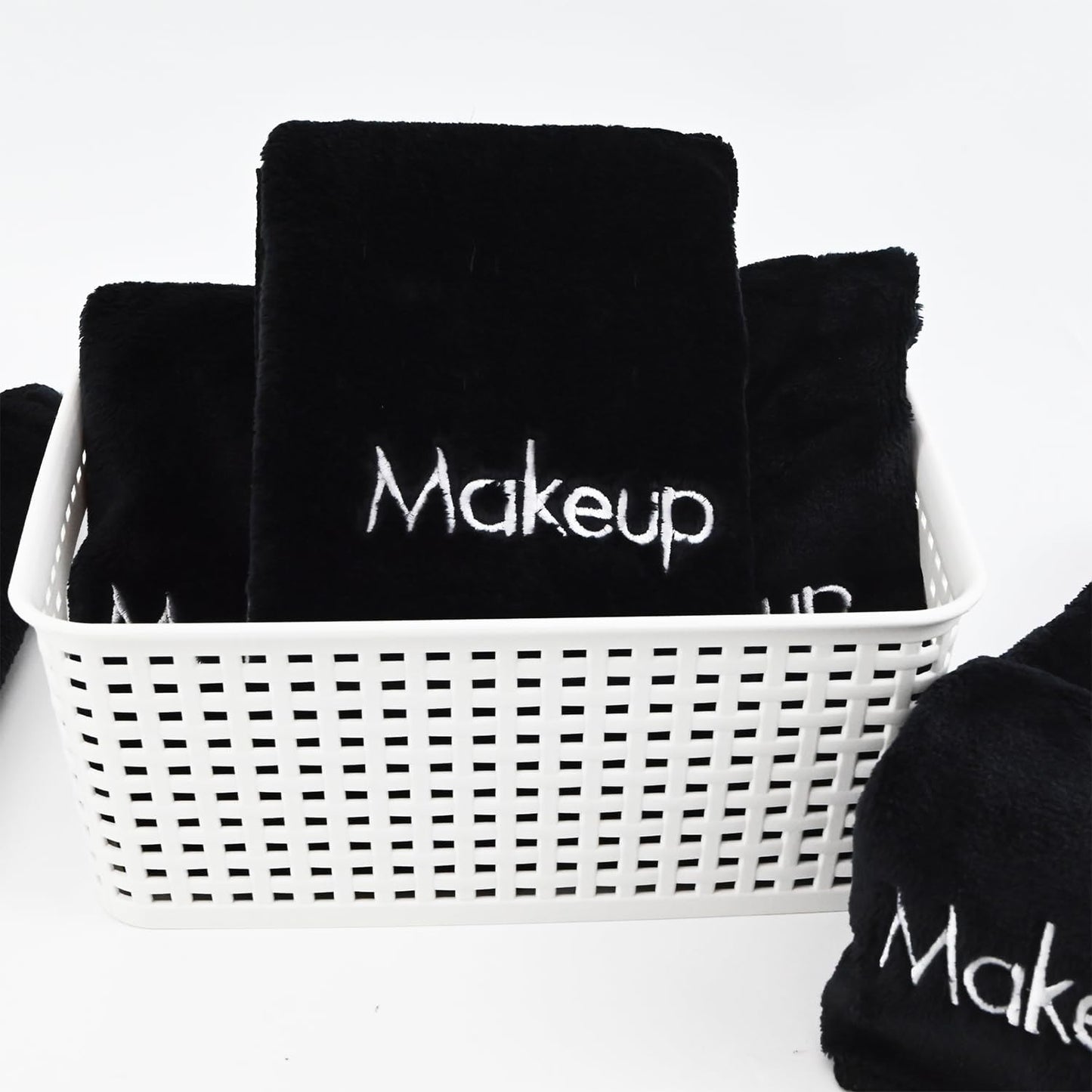 Makeup Towels - Pack of 6 - Ultra Soft & Gentle Microfiber Coral Fleece Washcloth Face Make up Remover, 13 X 13 In, Black