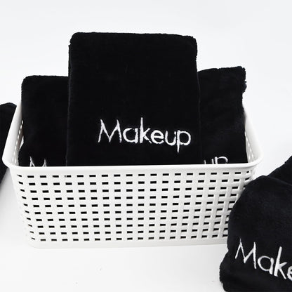 Makeup Towels - Pack of 6 - Ultra Soft & Gentle Microfiber Coral Fleece Washcloth Face Make up Remover, 13 X 13 In, Black