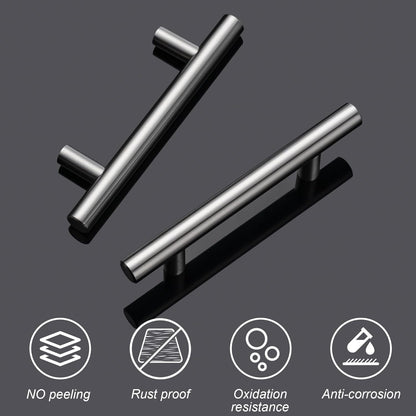 10 Pack Cabinet Pulls Matte Black Stainless Cabinet Handles, for Kitchen and Bathroom Cabinets, 5 Inch Length, 3 Inch Hole Center