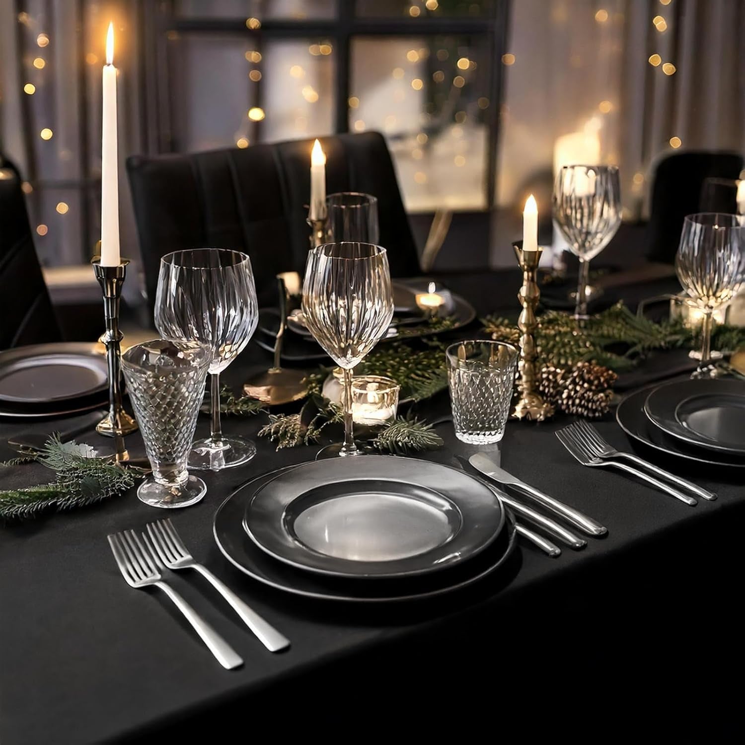 Black Table Cloth for Rectangle Table - 60 X 84 Inch Tablecloths Rectangular Waterproof Washable Wrinkle Resistant for 6 FT Wedding Cocktail Party