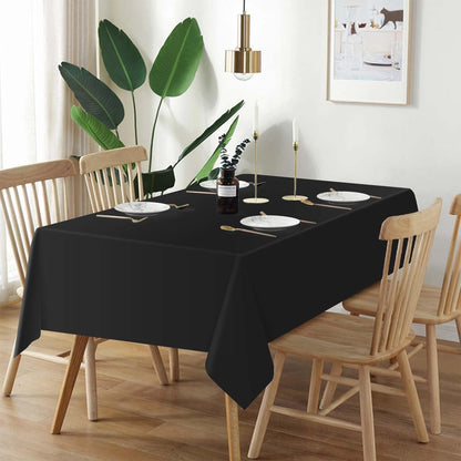 Plastic Table Cloth Disposable 2 Pack, 54 X 108 Inch Tablecloths for Rectangle Tables, Black Plastic Table Cover