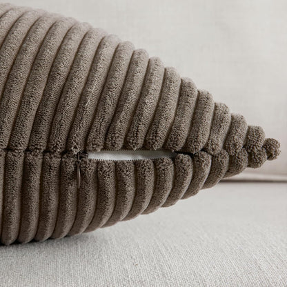 Set of 2 Dark Brown Boho Decorative Throw Pillow Covers 18X18 Inch with Diagonally Pattern for Living Room Couch Bed Sofa, Soft Textured Corduroy Aesthetic Farmhouse Home Decor 45X45 Cm