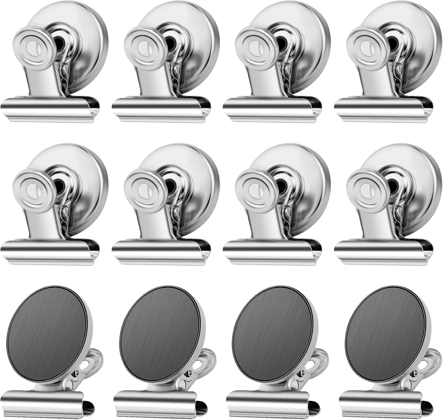 12Pack Fridge Magnets Magnetic Clips Heavy Duty for Fridge, Whiteboard Magnets Clips for Refrigerator, Detailed List Display Paper Fasteners on Home& Office& Teaching (Silver)