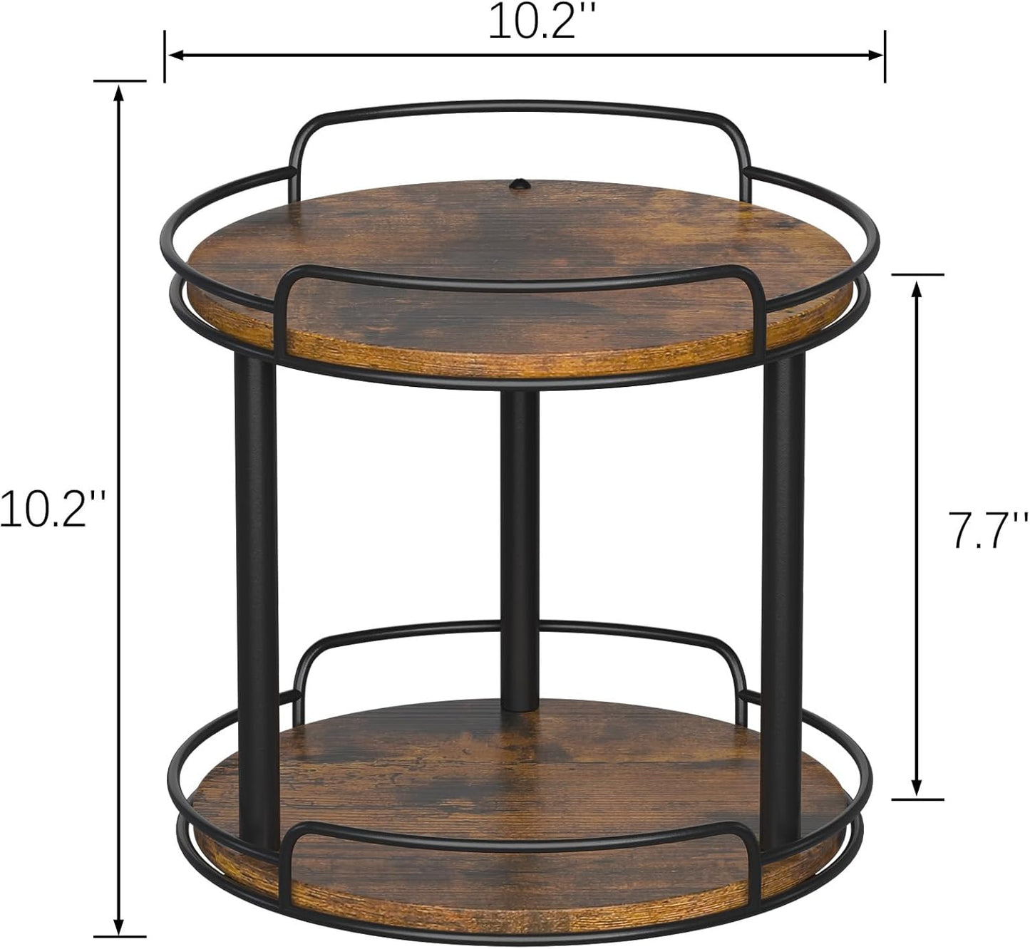 10.2'' Wood Lazy Susan Turntable Organizer for Cabinet, 2 Tier Lazy Susan Spice Rack Organizer for Kitchen, Table Top, Countertop, Pantry, Medicine Organizer