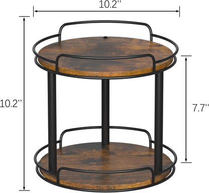 10.2'' Wood Lazy Susan Turntable Organizer for Cabinet, 2 Tier Lazy Susan Spice Rack Organizer for Kitchen, Table Top, Countertop, Pantry, Medicine Organizer