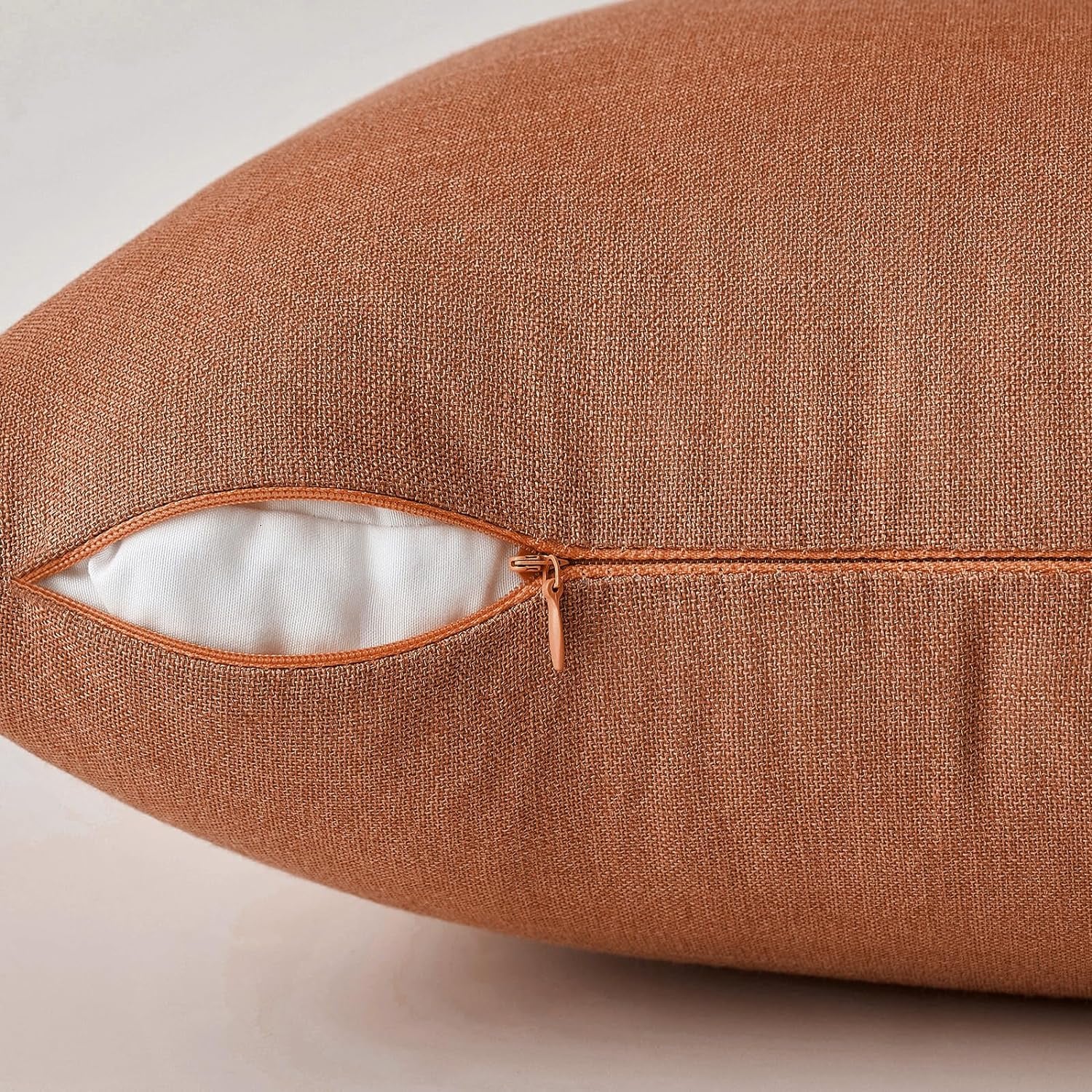 Set of 2 Rustic Linen Burlap Pillow Covers for Farmhouse Boho Decor - 18x18 Inch Accent Pillowcases for Sofa, Car, Couch, and Bedroom