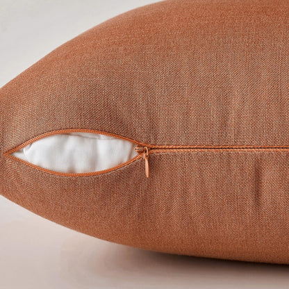 Set of 2 Rustic Linen Burlap Pillow Covers for Farmhouse Boho Decor - 18x18 Inch Accent Pillowcases for Sofa, Car, Couch, and Bedroom