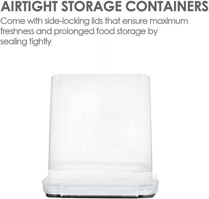 Food Storage Containers 2.5L / 84.5Oz, 4 Pieces BPA Free Plastic Airtight Canister for Flour, Sugar, Baking Supplies, with 4 Measuring Cups and 24 Labels, Black