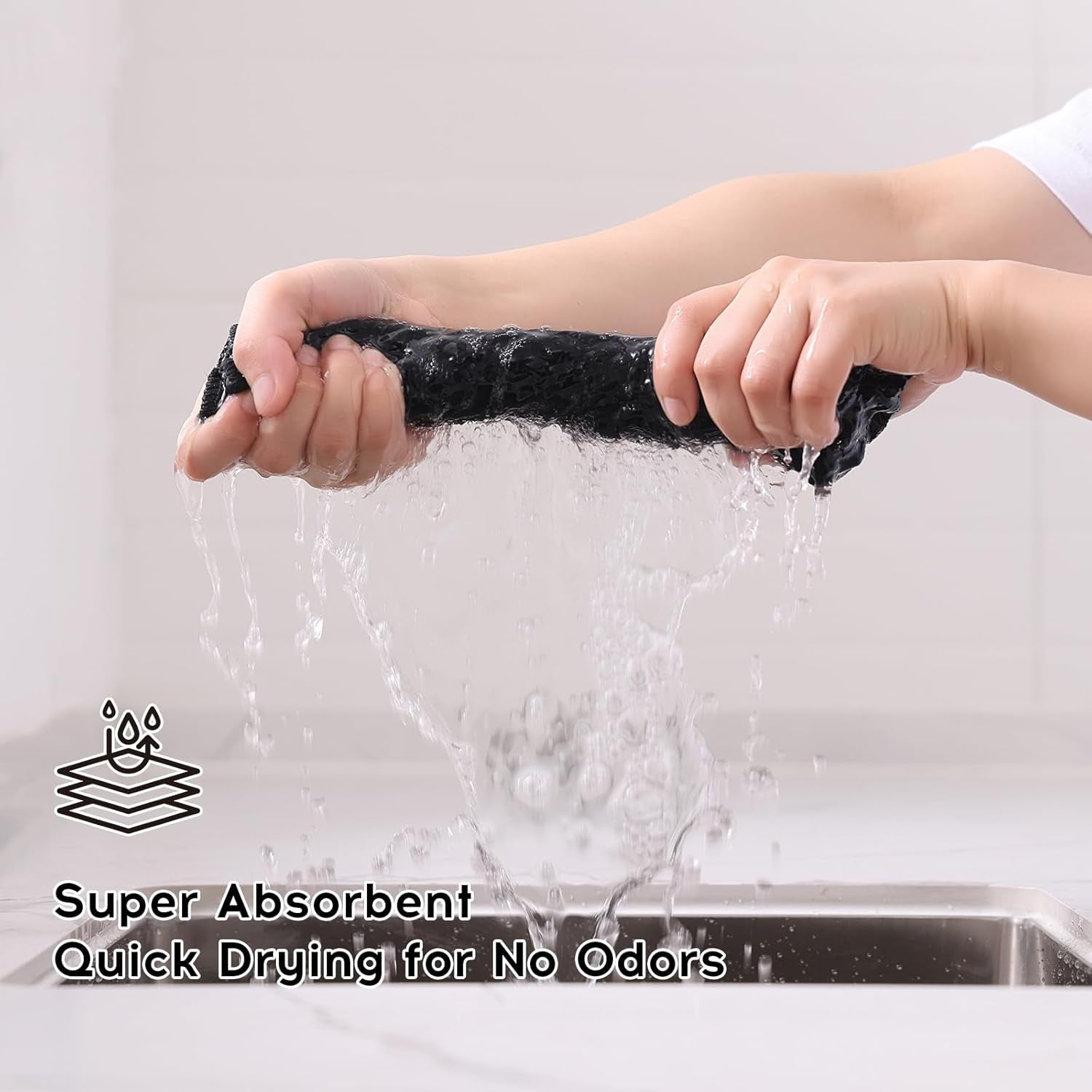 Microfiber Cleaning Cloth, 12 Pack Soft and No Lint Microfiber Towels Cleaning Supplies, Absorbent Fast Drying Cleaning Rags for Housekeeping, Kitchen, Window, 12 X12 Inches, Black