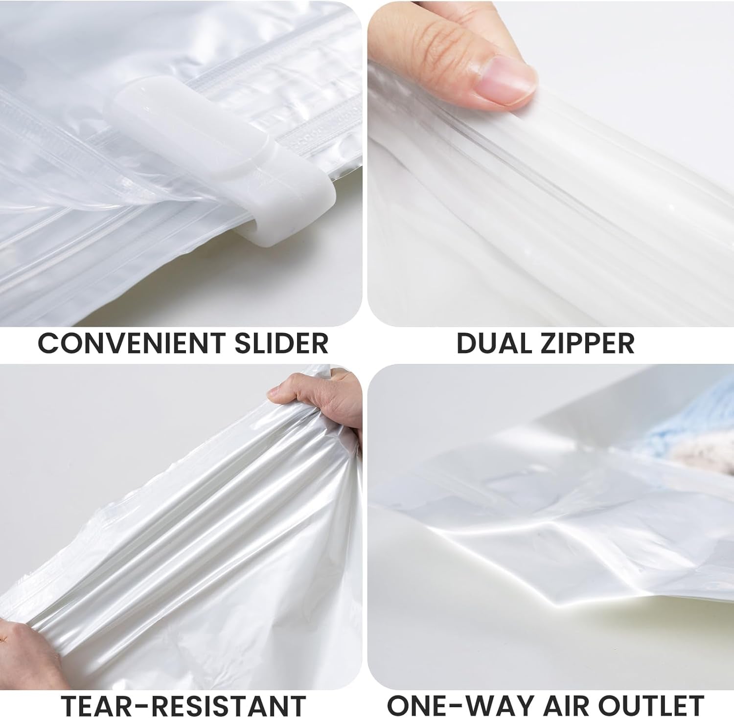 12 Pack Travel Compression Bags, Roll up Space Saver Bags (6 Large+6 Medium), No Vacuum Needed Reusable Packing for Luggage, Suitcase, Backpack, Travel Essentials, Cream