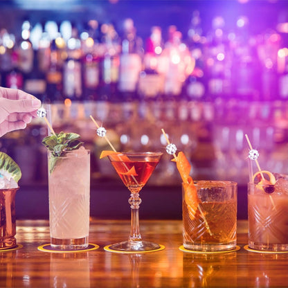 Cocktail Picks, Disco Ball Decorative Toothpicks for Appetizers, Fancy Bamboo Skewers for Appetizers Drinks Food Disco Party Decorations, 4.7 Inch Long Silver Wooden Cocktail Sticks 100PCS