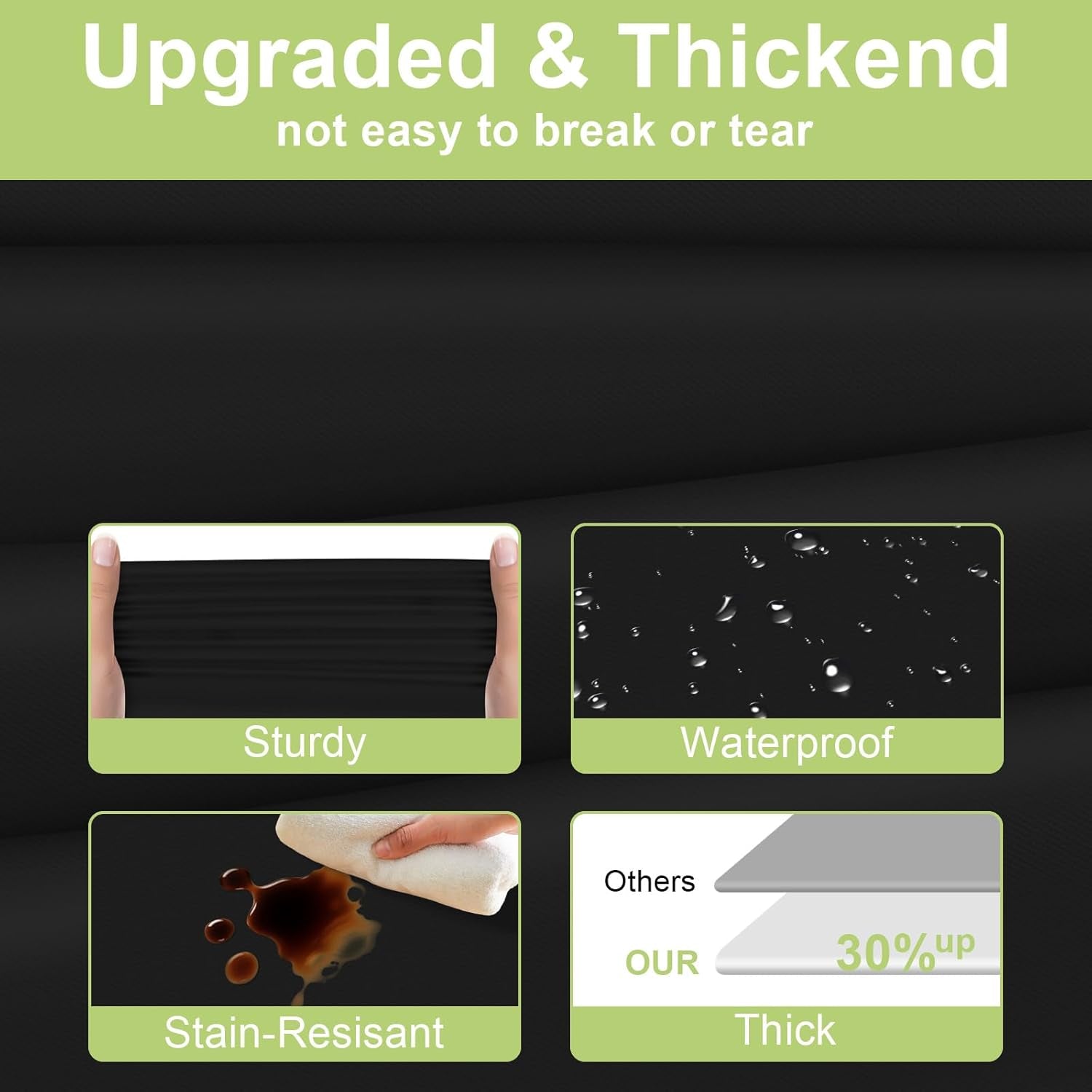 Plastic Table Cloth Disposable 2 Pack, 54 X 108 Inch Tablecloths for Rectangle Tables, Black Plastic Table Cover