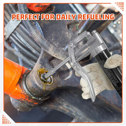 Mini Grease Gun, Small Pistol Grip Grease Gun, Design for 3Oz Cartridges. with 6.6 Inch Rigid Extension Pipe, 3-Way Loading, 4000 PSI Max Pressure