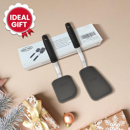 2-Piece Small Silicone Spatula Set, Heat-Resistant Kitchen Spatula Turner Set for Nonstick Cookware, Flexible Kitchen Utensils for Flipping Eggs, Pancakes, or Lifting Cookies and Brownies