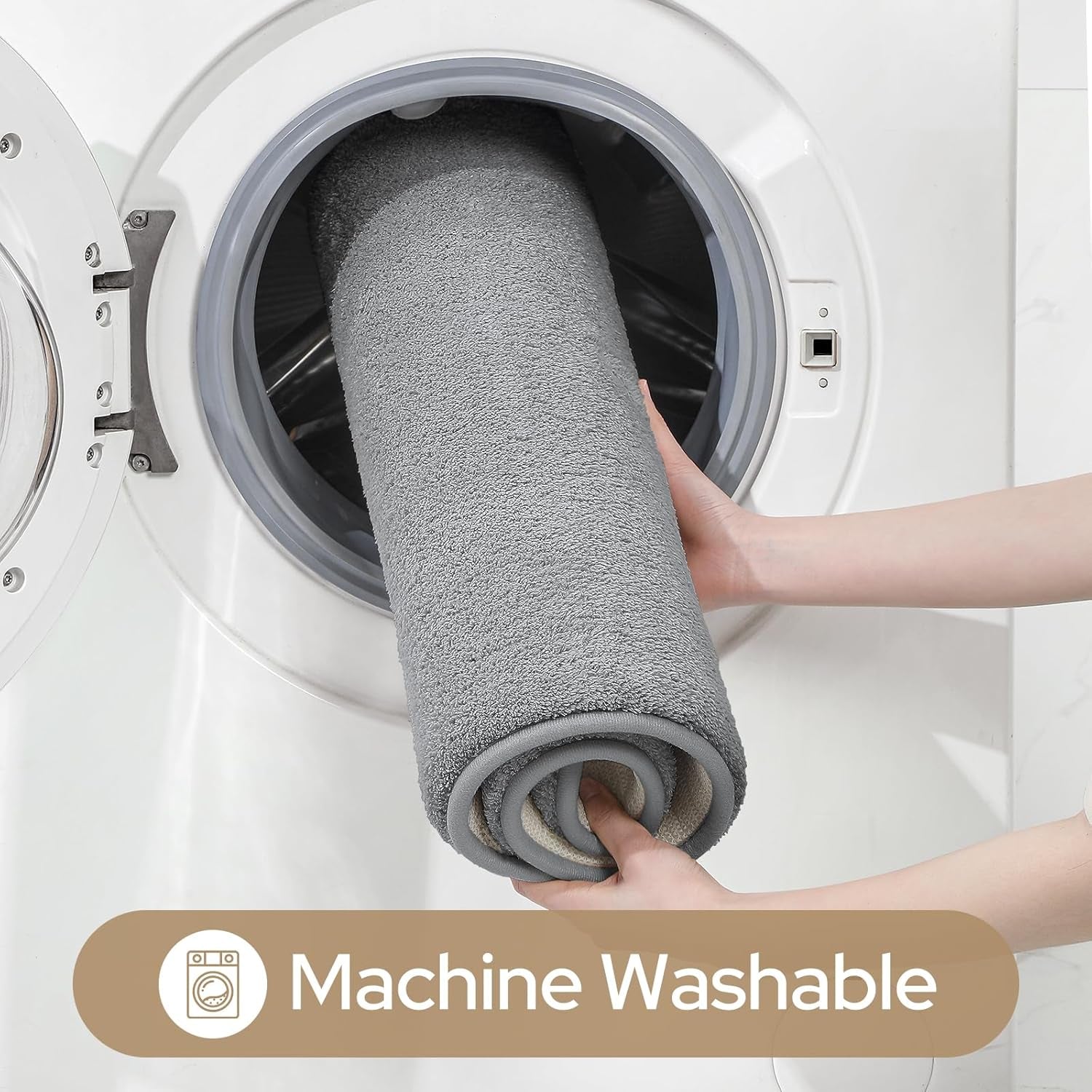 Upgraded Bathroom Rugs Sets 3 Piece, Extra Thick Absorbent Soft Memory Foam, Washable Toilet Bath Mat (Grey,17"X24"+20"X32"+U Shape 20"X24")