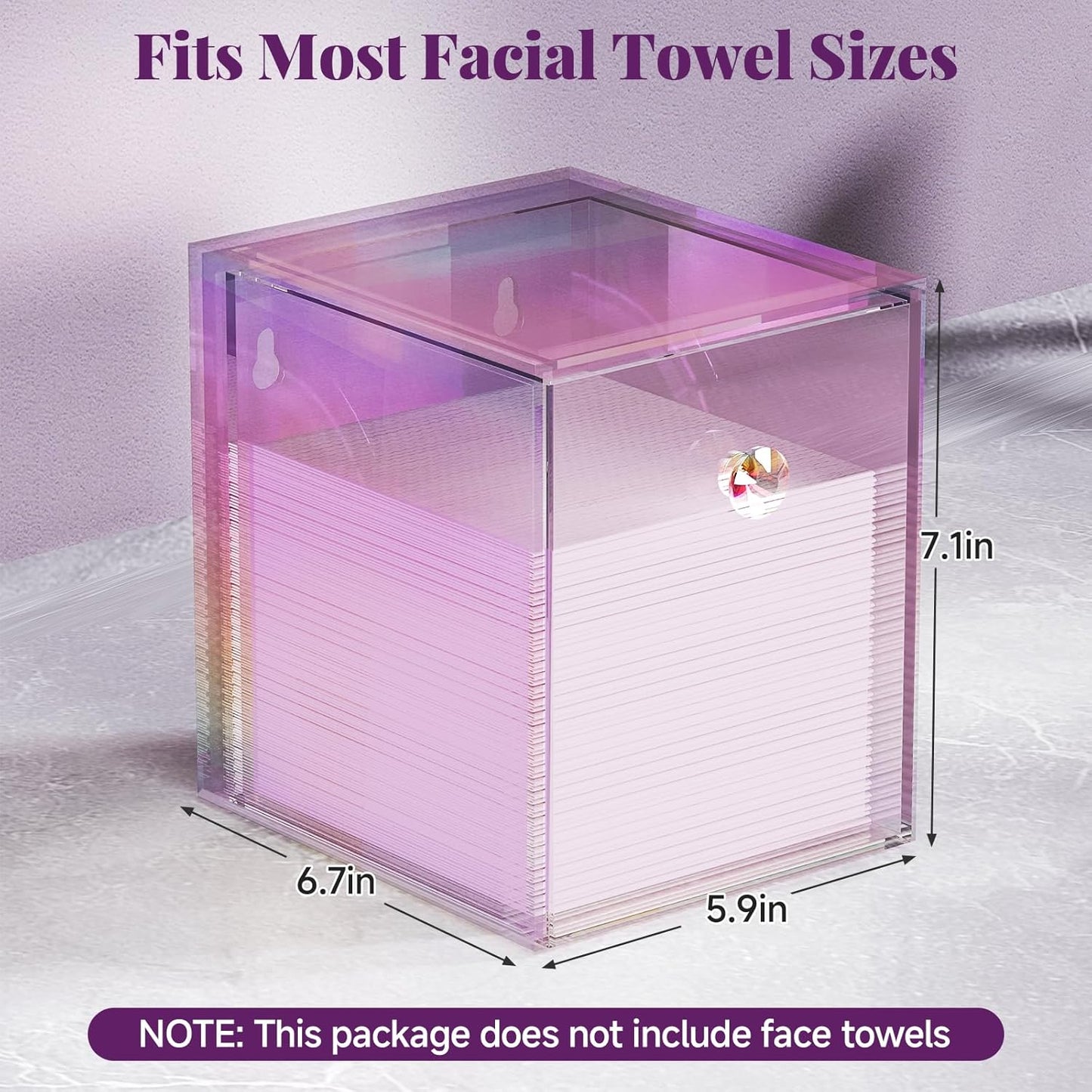 Clean Skin Club Face Towels Holder - Stackable Acrylic Organizer Compatible with Clean Skin Club Towel XL, Bathroom Vanity Holder, Dustproof Multipurpose for Makeup, Skincare, Colorful