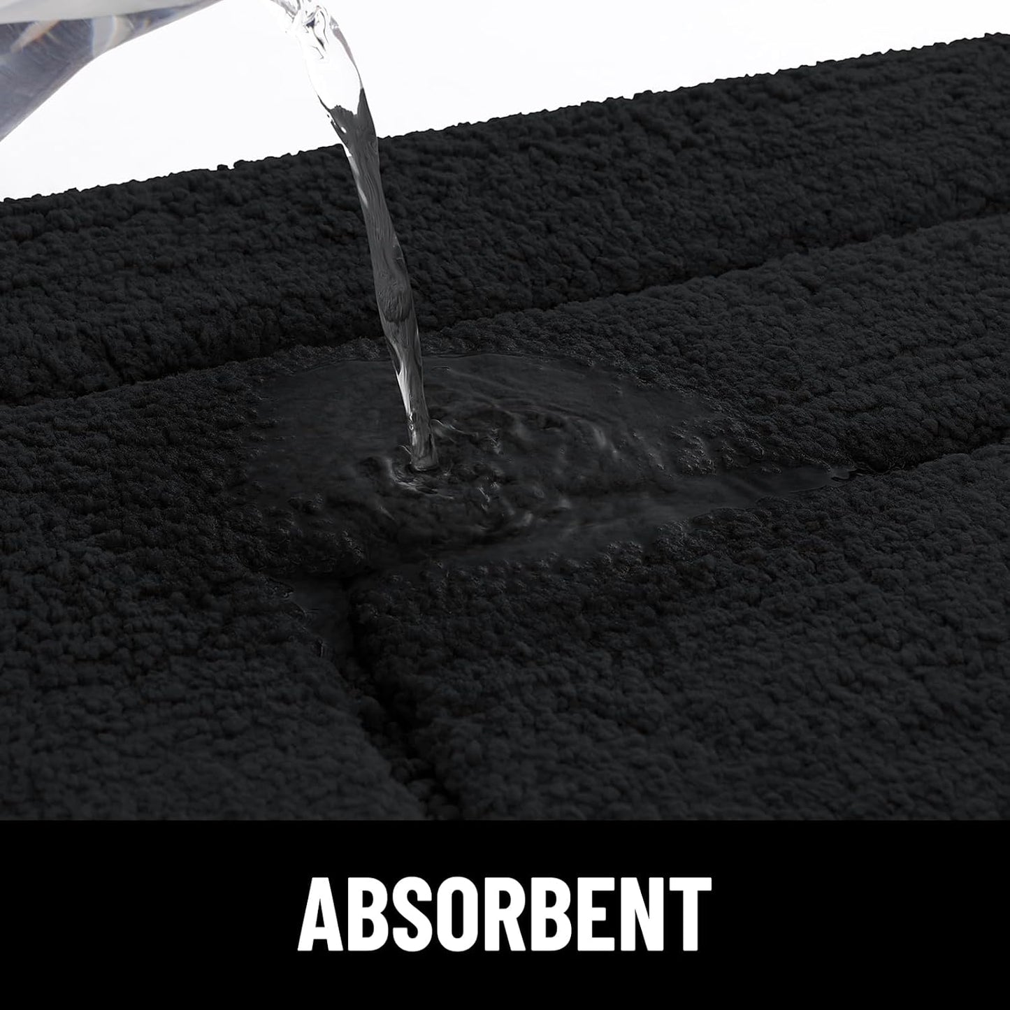 Bath Rug and Dog Door Mat Set, Luxury Chenille Bath Rug (Black 30X20) and Classic Dog Door Mat for Muddy Paws (Black 30X20)