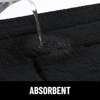 Bath Rug and Dog Door Mat Set, Luxury Chenille Bath Rug (Black 30X20) and Classic Dog Door Mat for Muddy Paws (Black 30X20)