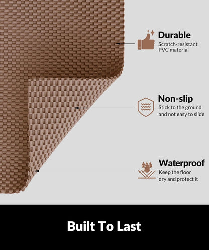 Cat Litter Mat - Cut to Fit Any Place, 35"X23" Large Litter Trapping Mat for Litter Box, Easy to Clean, Waterproof & Non-Slip Kitty Pad, Scatter Control to Protect the Floor (Khaki)