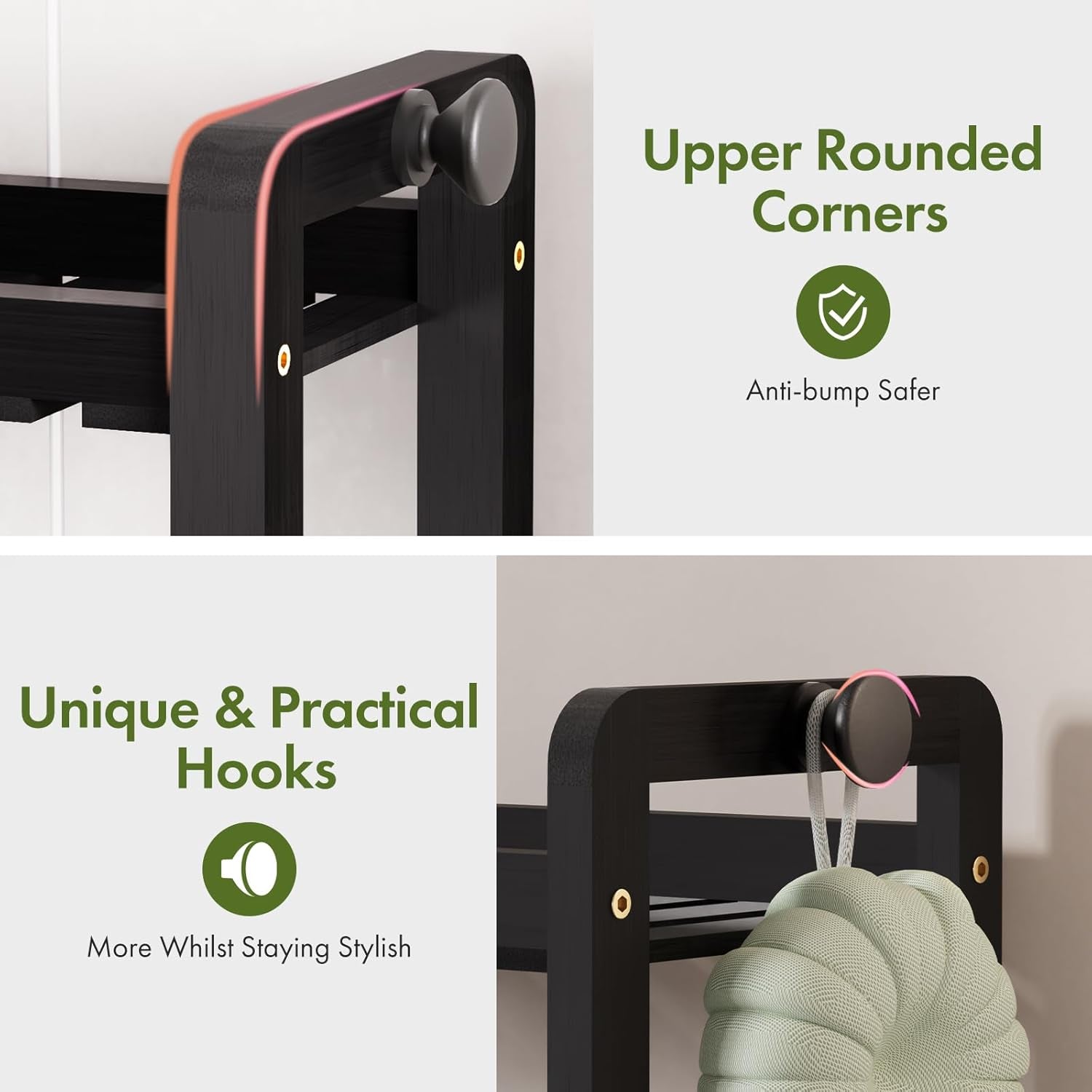 Bamboo over the Toilet Storage Shelf - 2-Tier Bathroom Organizers and Storage Shelves, 2 in 1 Dual Stable above over Toilet Bathrooms Shelf Home Storages Rack for Small Bathroom, Black