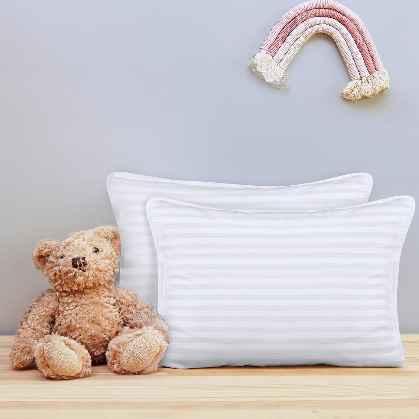 Toddler Pillow (White, 2 Pack), 13X18 Pillows for Sleeping, Soft and Breathable Cotton Blend Shell, Small Kids Pillow Perfect for Toddler Bed and Travel (Intended for Age 2 and Up)
