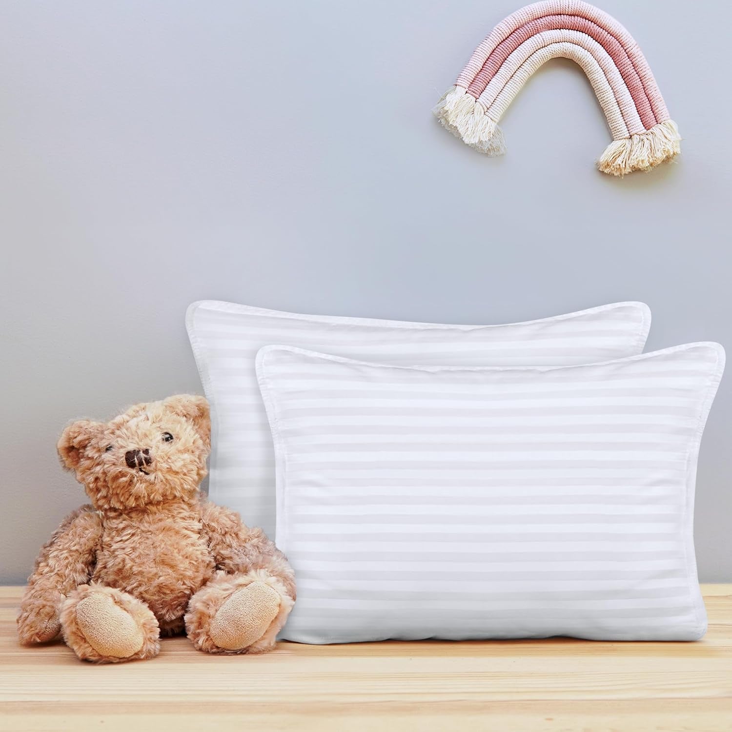 Toddler Pillow (White, 2 Pack), 13X18 Pillows for Sleeping, Soft and Breathable Cotton Blend Shell, Small Kids Pillow Perfect for Toddler Bed and Travel (Intended for Age 2 and Up)