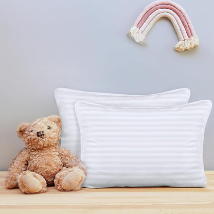 Toddler Pillow (White, 2 Pack), 13X18 Pillows for Sleeping, Soft and Breathable Cotton Blend Shell, Small Kids Pillow Perfect for Toddler Bed and Travel (Intended for Age 2 and Up)