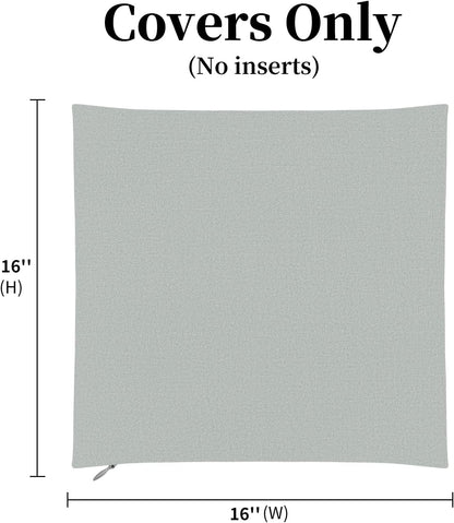 16X16 Inch Pack of 2 Outdoor Waterproof Pillow Covers Only Patio Throw Pillowcase Light Grey