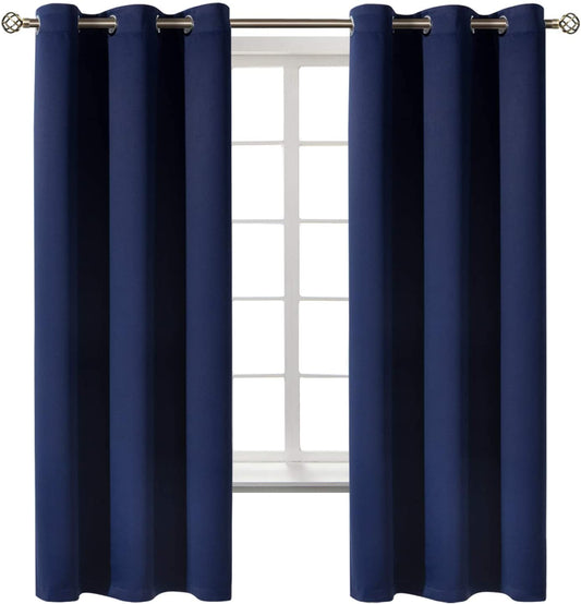 Blackout Curtains for Bedroom 63 Inches Long - Navy Blue Room Darkening Thermal Insulated Sunlight Blocking Grommet Window Drapes for Kids Boys Room, Set of 2 Panels, 42 X 63 Inch
